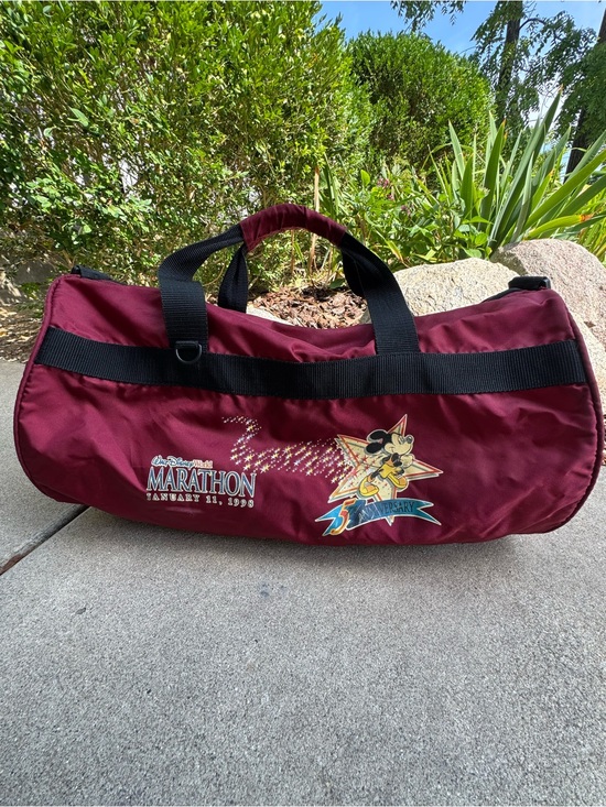 Disney Handbags - Disney Vintage Marathon Burgundy Duffel Bag with Mickey Graphic